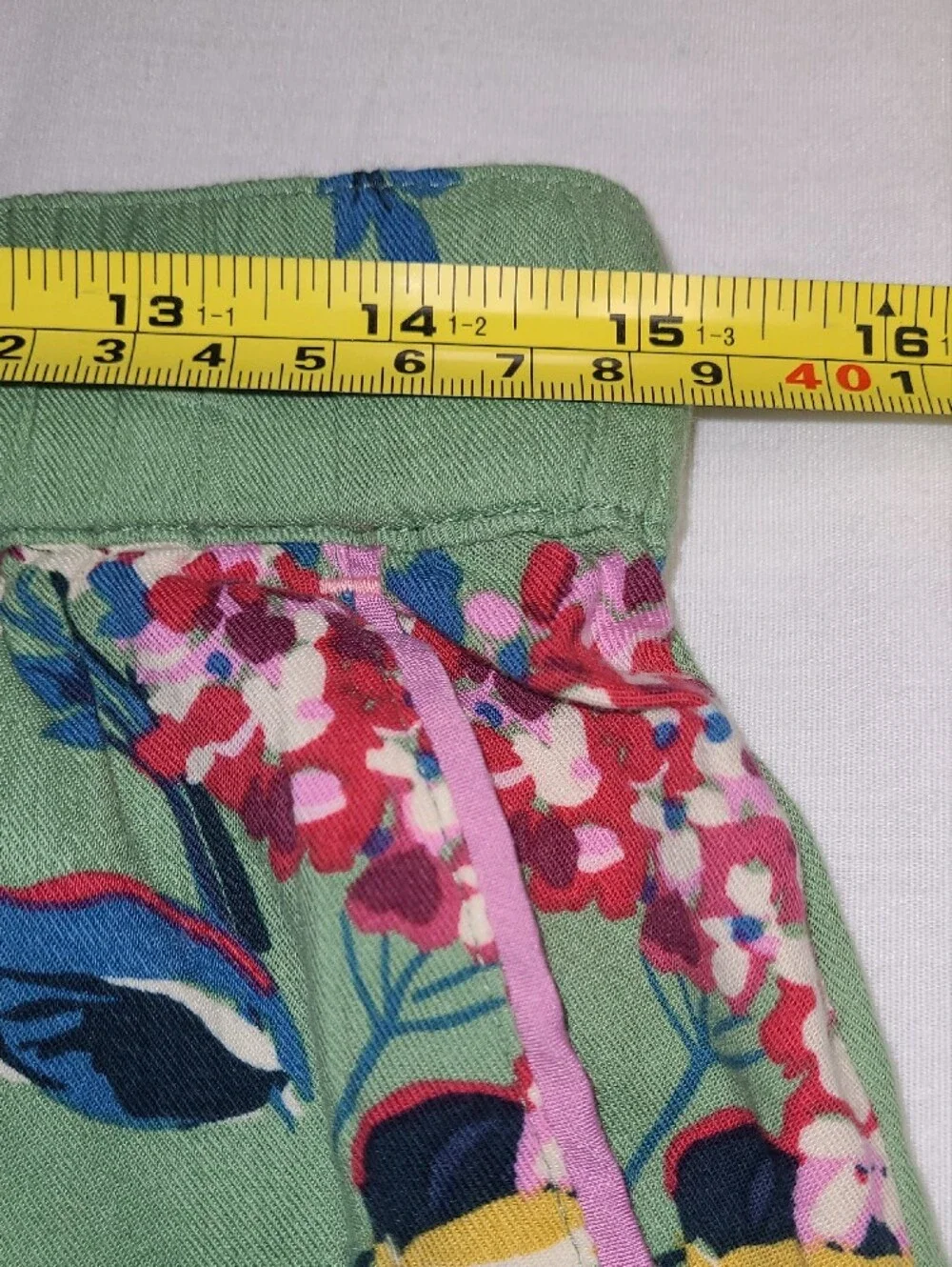 Joules Sleeptight Light Greenflo Cotton Green Mint Floral Pajama Set w/Pink Trim